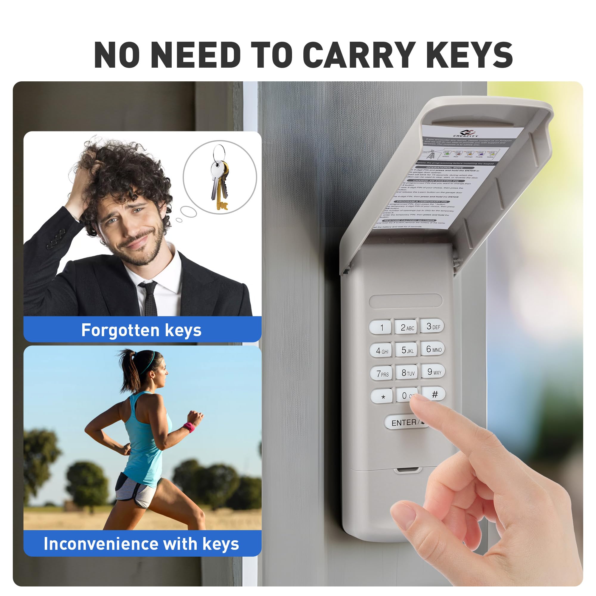Universal Garage Door Opener Keypad, Compatible with Chamberlain LiftMaster Craftsman Garage Door Openers Since 1993, Wireless Keypad Keyless Entry, Security Garage Keypad, 315/390 MHz