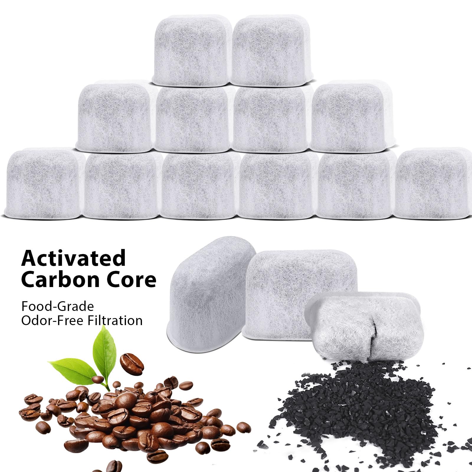 24 Pack Coffee Maker Filter Replacement for Keurig Coffee Machines – Activated Charcoal Water Filters to Improve Coffee Taste & Water Quality – Compatible with All Keurig Models