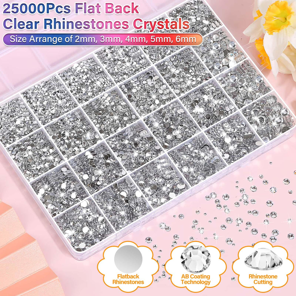 40000Pcs Resin Rhinestones with B7000 Jewelry Glue for Crafting, Rainbow Bedazzling Crystals Flat Back Gems with Craft Adhesive for DIY Graduation Cap Clothes Tumblers Shoes Nails and Face
