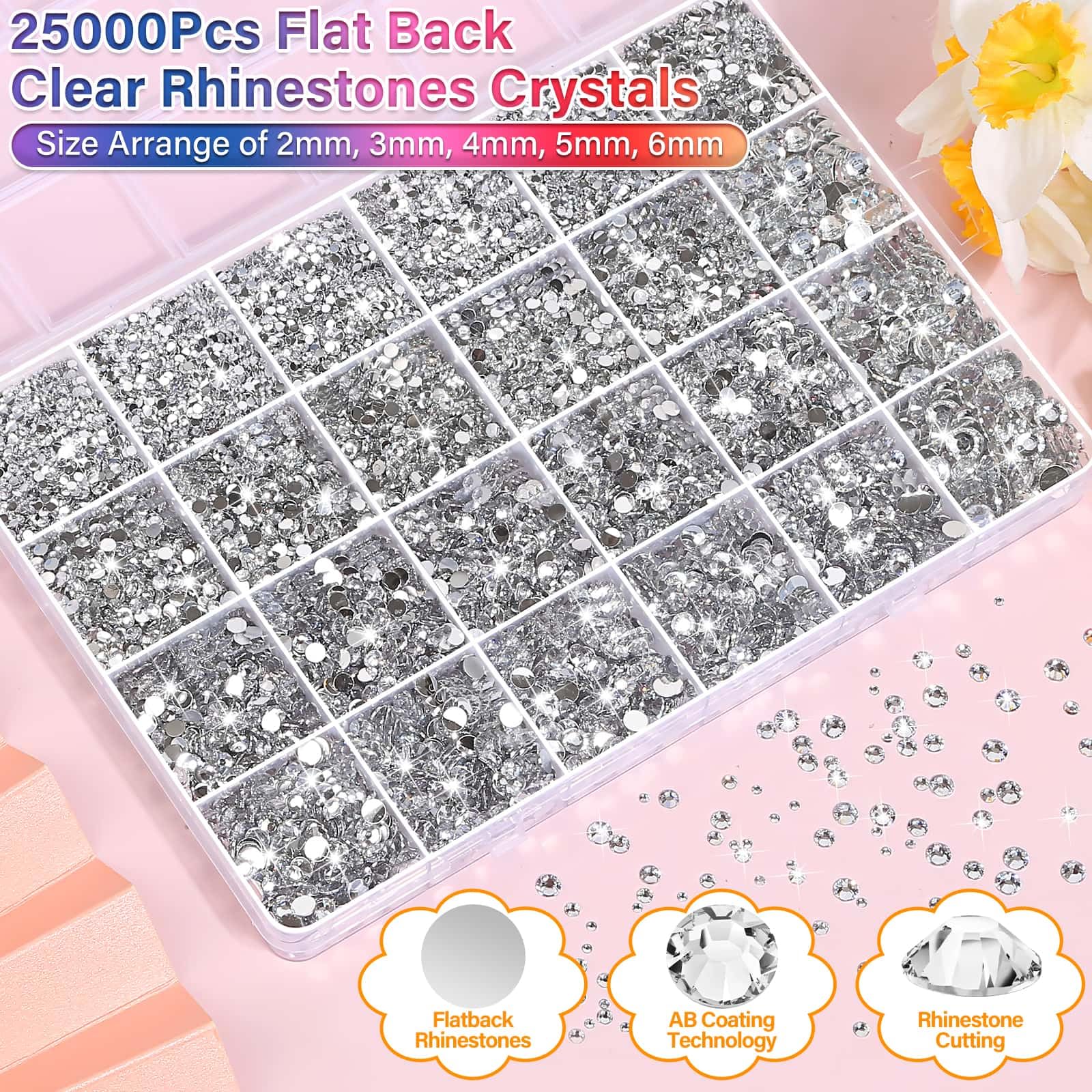 40000Pcs Resin Rhinestones with B7000 Jewelry Glue for Crafting, Rainbow Bedazzling Crystals Flat Back Gems with Craft Adhesive for DIY Graduation Cap Clothes Tumblers Shoes Nails and Face