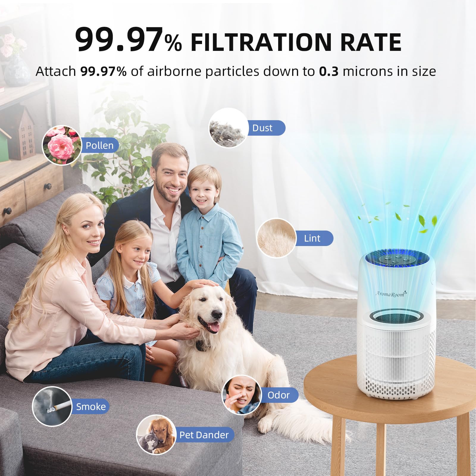 AromaRoom Air Purifier Filter for AP103 Air Purifier, 3-in-1 H13 True HEPA High-Efficiency Activated Carbon Filter, 2 Packs