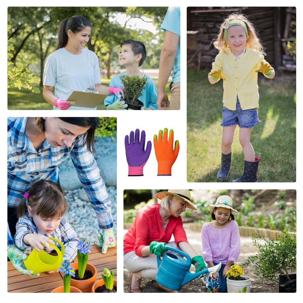 8 Pairs Garden Gloves for Children Rubber Gardening Protective Gloves for kids Age 4-13 Years Boys and Girls Yard Work Activity 4 Colors