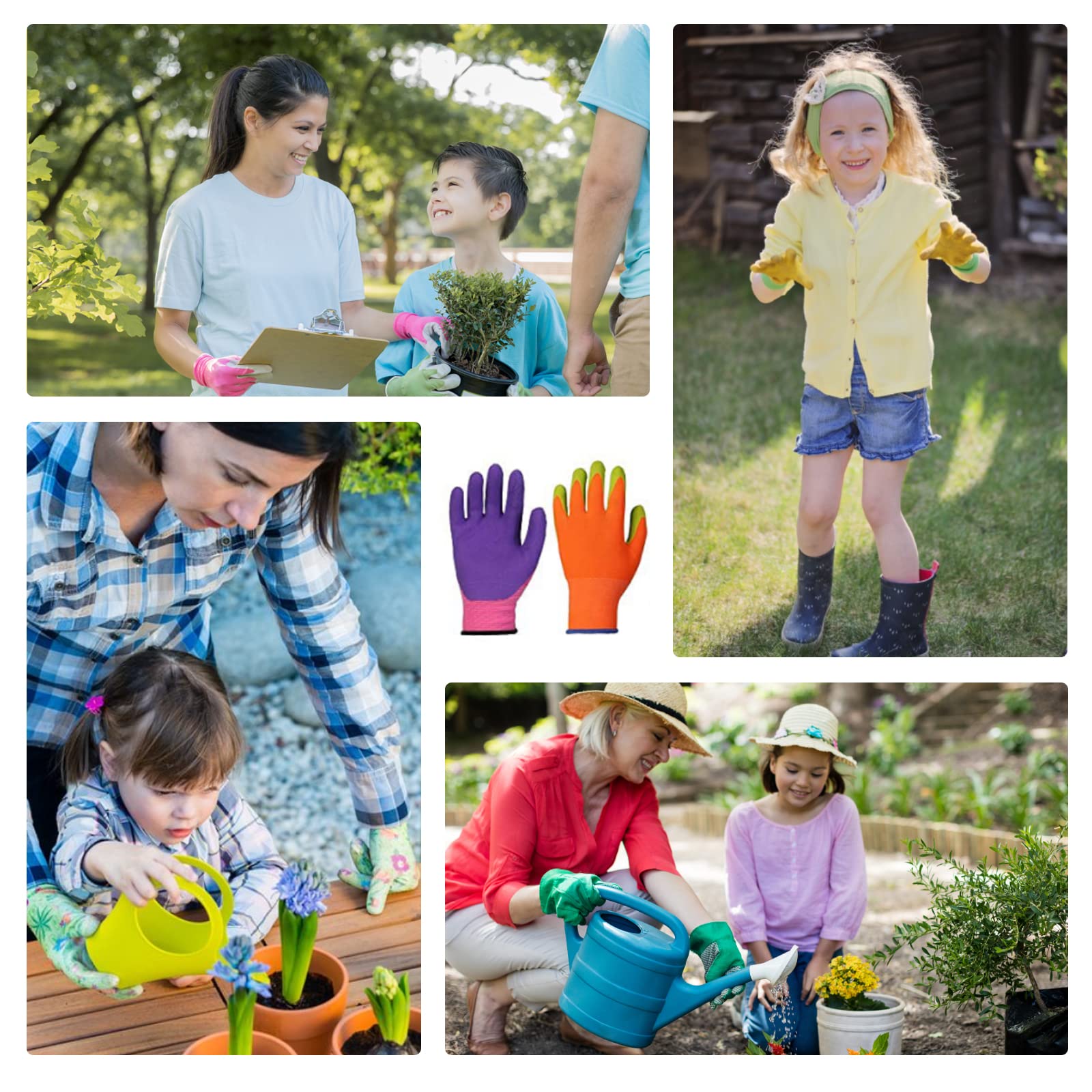 8 Pairs Garden Gloves for Children Rubber Gardening Protective Gloves for kids Age 4-13 Years Boys and Girls Yard Work Activity 4 Colors