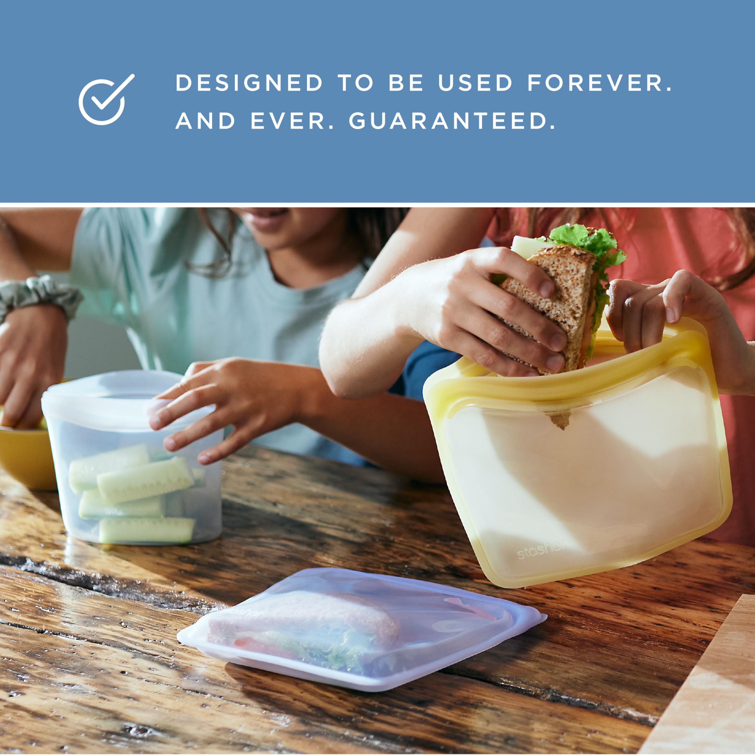 Stasher Premium Silicone Reusable Food Storage Stand-Up Bag Mega, Clear, Microwave, Sous Vide, Dishwasher, Oven and Freezer Safe, BPA Free, Leak-Free, Eco-Friendly, 104 Oz