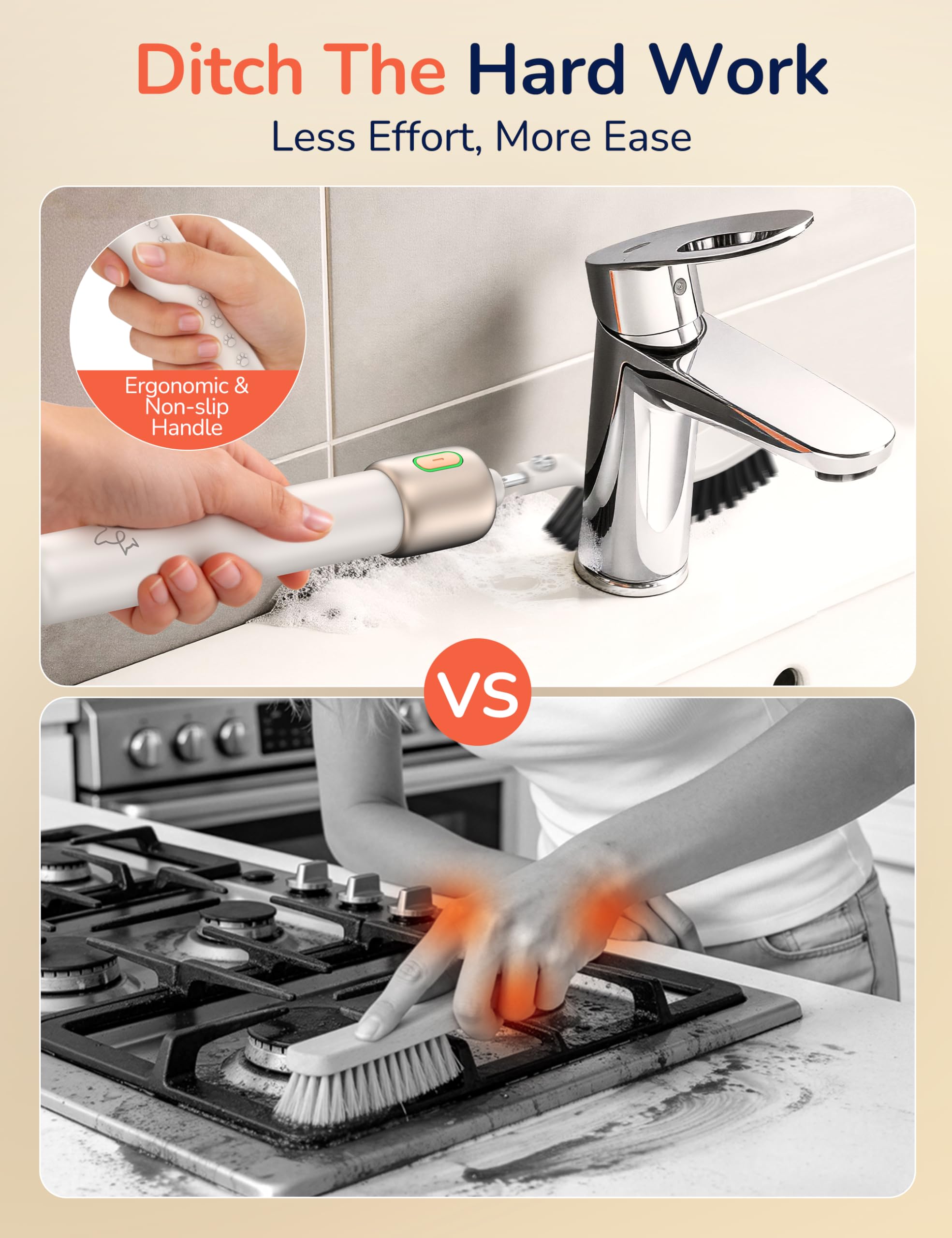 Electric Cleaning Brush for Multi-Surface Deep Clean - 3-Speed Adjustable, Waterproof & Rechargeable with 2 Brush Heads for Grout, Tile, Bathroom, Kitchen, Car, and Pet Supplies