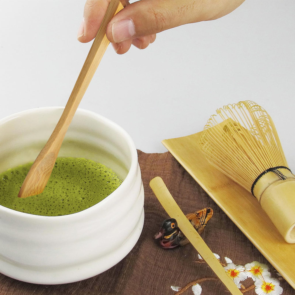 Artcome Japanese Matcha Tea 5 Piece Set, Matcha Whisk, Traditional Spoon, Tea Spoon, Spoon Rest, Handmade Ceramic Whisk Holder, Matcha Ceremony Kit