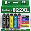 for 822XL Ink Cartridges Latest Upgrade Remanufactured for Epson 822XL Ink Cartridges to use with WF-3820 WF-3823 WF-4820 WF-4830 WF-4833 WF-4834 Printer (5 Pack, 2 Black Cyan Magenta Yellow)