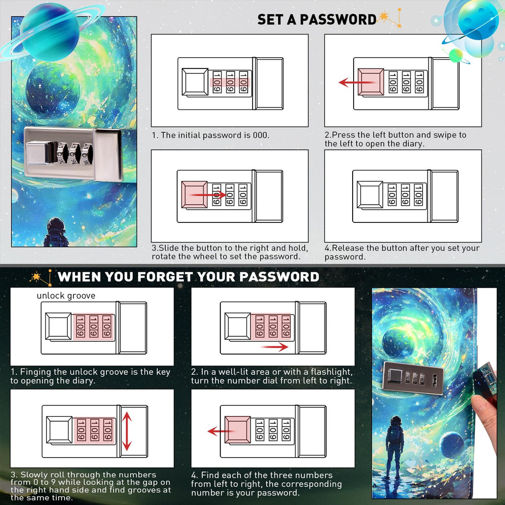 Diary with Lock for Boys Ages 8-12, A5 Journal with Lock 192 Pages-Adventure Travel Kids Journals for Teen Boys, Secret Diary with Pen, Notebook for 10 11 12 13 14 15 Teenage Kids Men