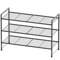 Simple Houseware 3-Tier Stakable Wired Grid Shoe Racks Storage Shelf, Black