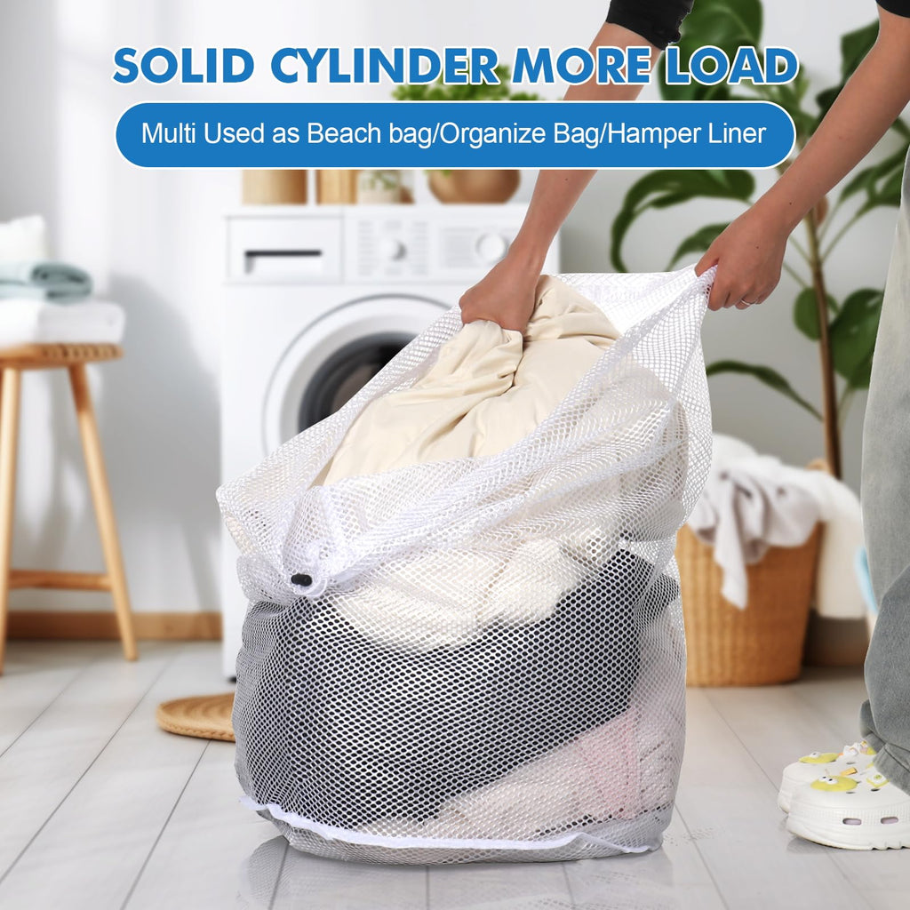 3Pcs Mesh Laundry Bags Washing Machine Mesh Wash Bags Jumbo for Delicates Clothes,Bed Linen,Toys with Drawstring Closure Sturdy(3 XXLarge 28 x 26 Inches)