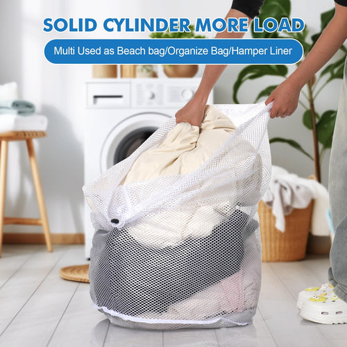 3Pcs Mesh Laundry Bags Washing Machine Mesh Wash Bags Jumbo for Delicates Clothes,Bed Linen,Toys with Drawstring Closure Sturdy(3 XXLarge 28 x 26 Inches)