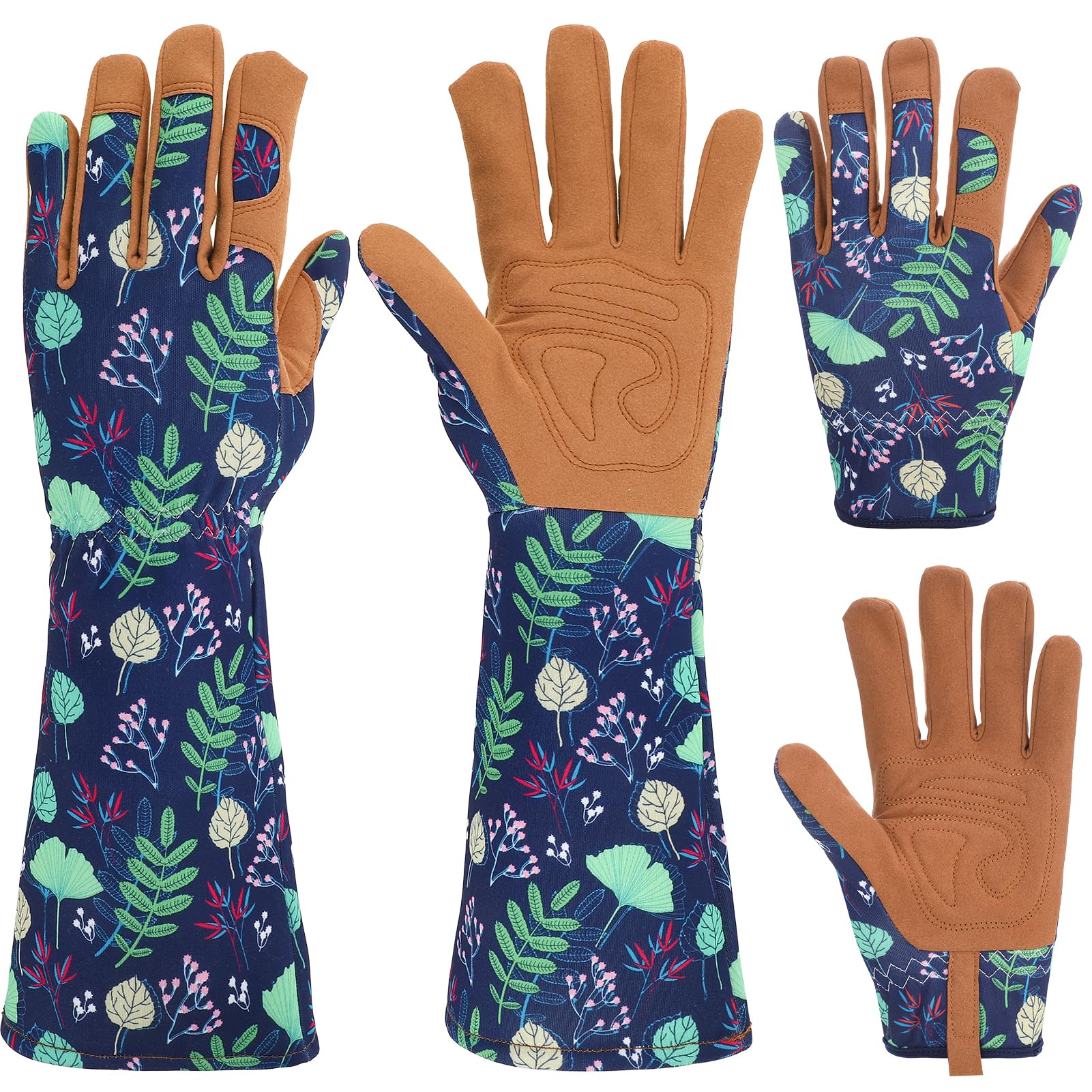 Jspupifip 2 Pairs Gardening Gloves for Women Short Long Leather Breathable Thorn Proof Protection Glove for Pruning Garden Work