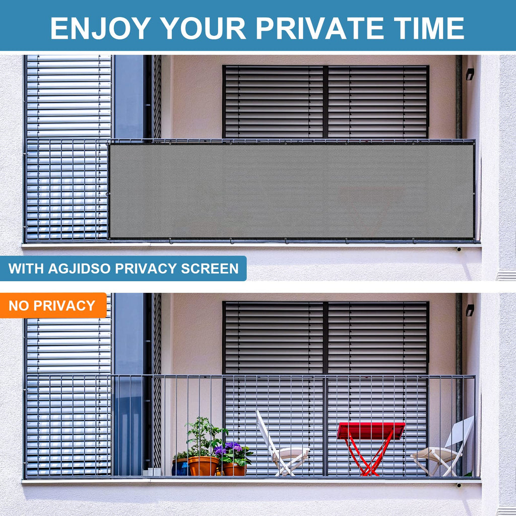 Balcony Privacy Screen 3.0ft x 20ft, Heavy Duty UV Protection Heat Resistant Privacy Curtain for Balcony, Outdoor Privacy Screen with Cable Ties and Rope for Home, Balcony, Garden