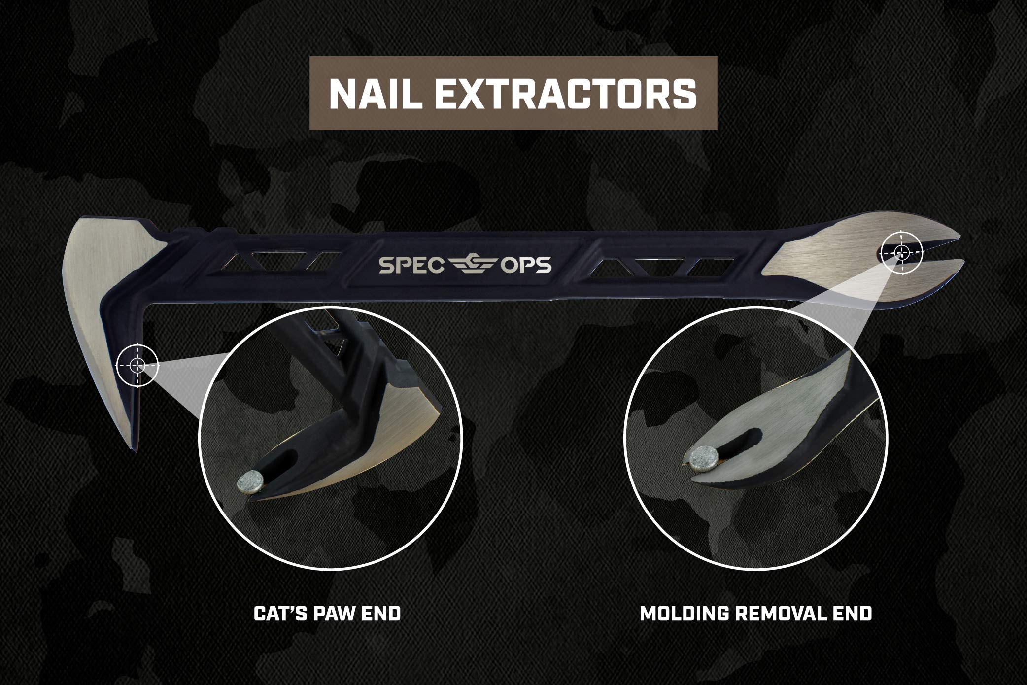 Spec Ops Tools 11" Nail Puller Cats Paw Pry Bar, High-Carbon Steel