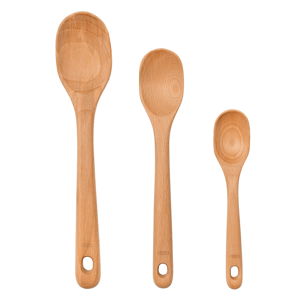 OXO Good Grips Wooden Spoon Set, 3-Piece, Brown