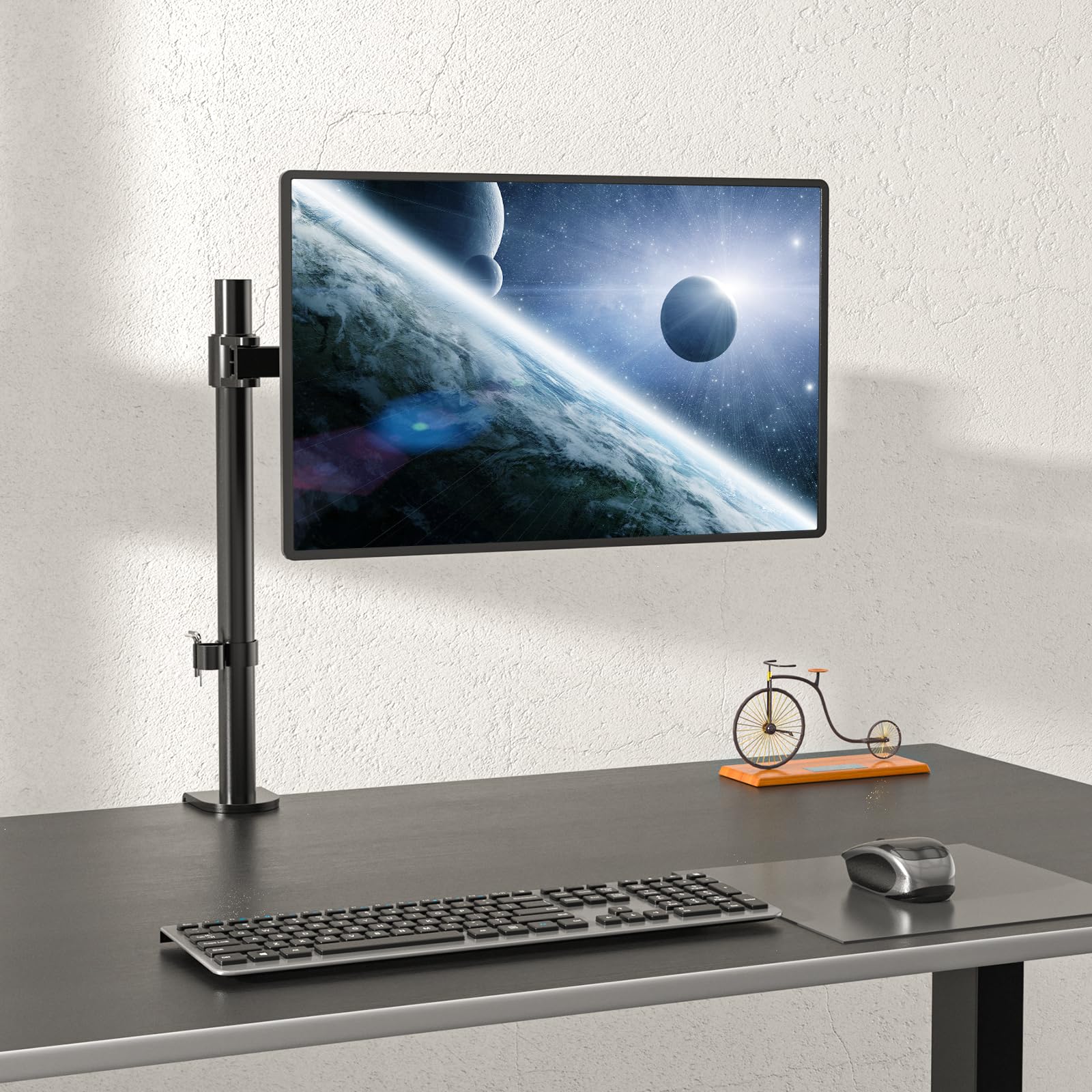 WALI Single Monitor Mount, Single Monitor Arm Desk Mount, Desk Monitors Stand, Holds Screen Up to 32inch, 10kg/22lbs, Adjustable Mount with C-CLAMP Designed for Home Office Application(M001), Black
