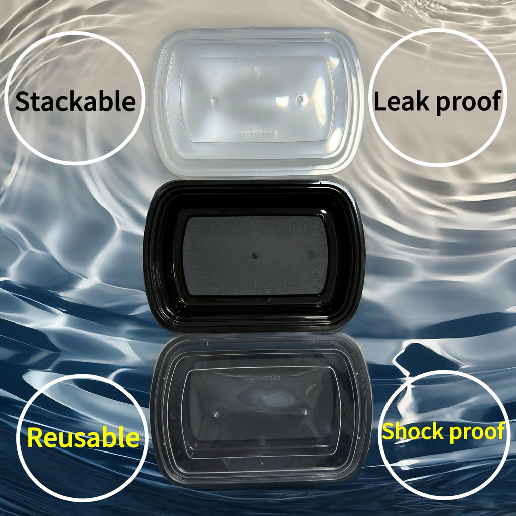 25pack 28oz Plastic Meal prep containers w/lid,Food prep containers, Take Out containers,Reusable Lunch Box,Microwave and Freezer Safe