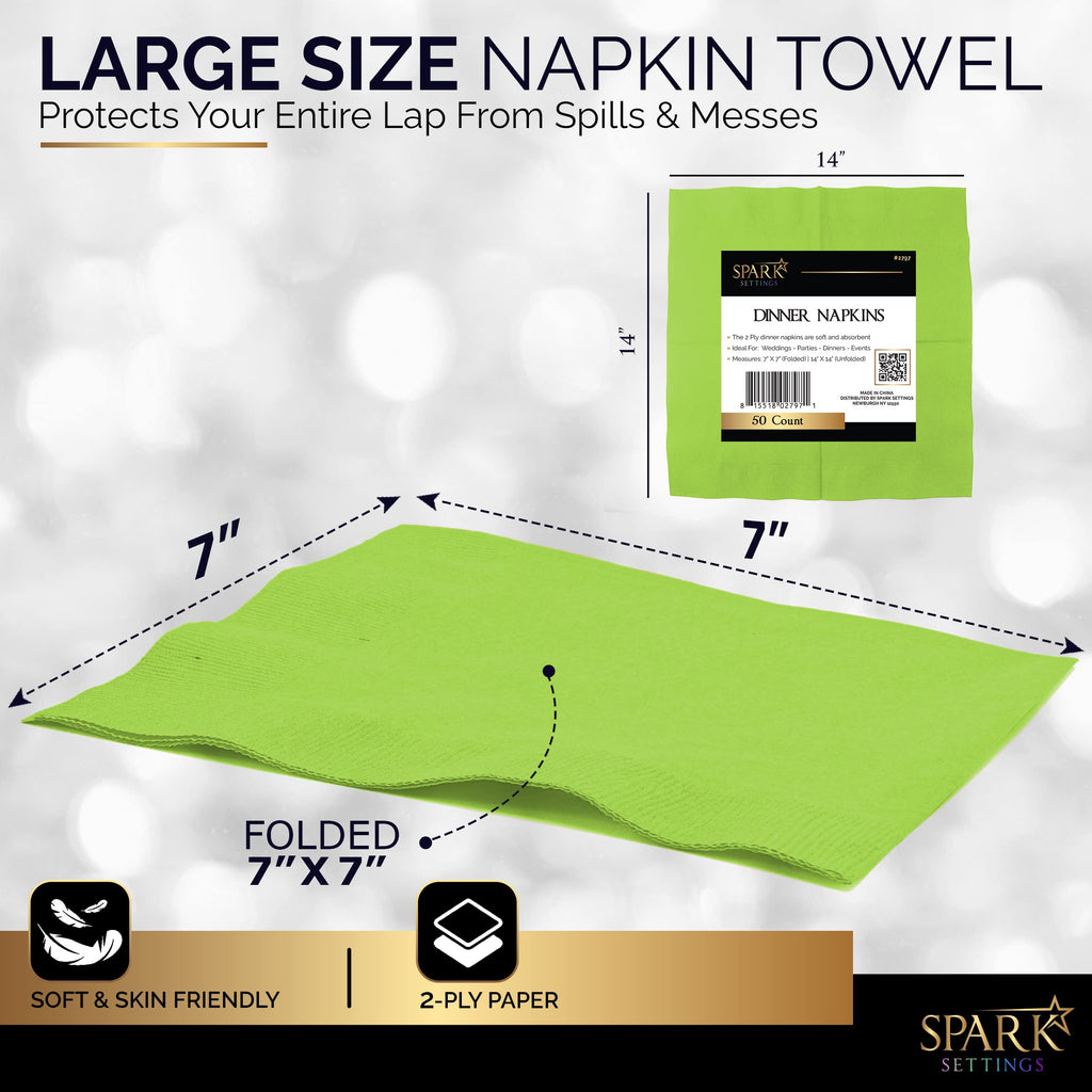 Cocktail Napkins Disposable, Kiwi Beverage Napkins Soft and Absorbent Paper Napkins for Dinner, Party, Wedding, Or Every Day Use, 7” x 7” 2 Ply Party Napkins, Pack of 40 - by Amcrate