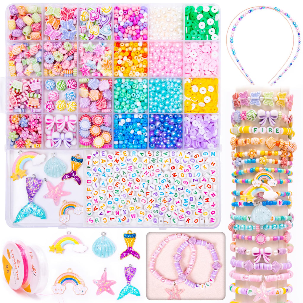 MiuCo Beads for Bracelets Making Kit for Girls Gifts, Art and Crafts for Jewelry Making Kits for Beading Birthday, Party to Friendship Gift