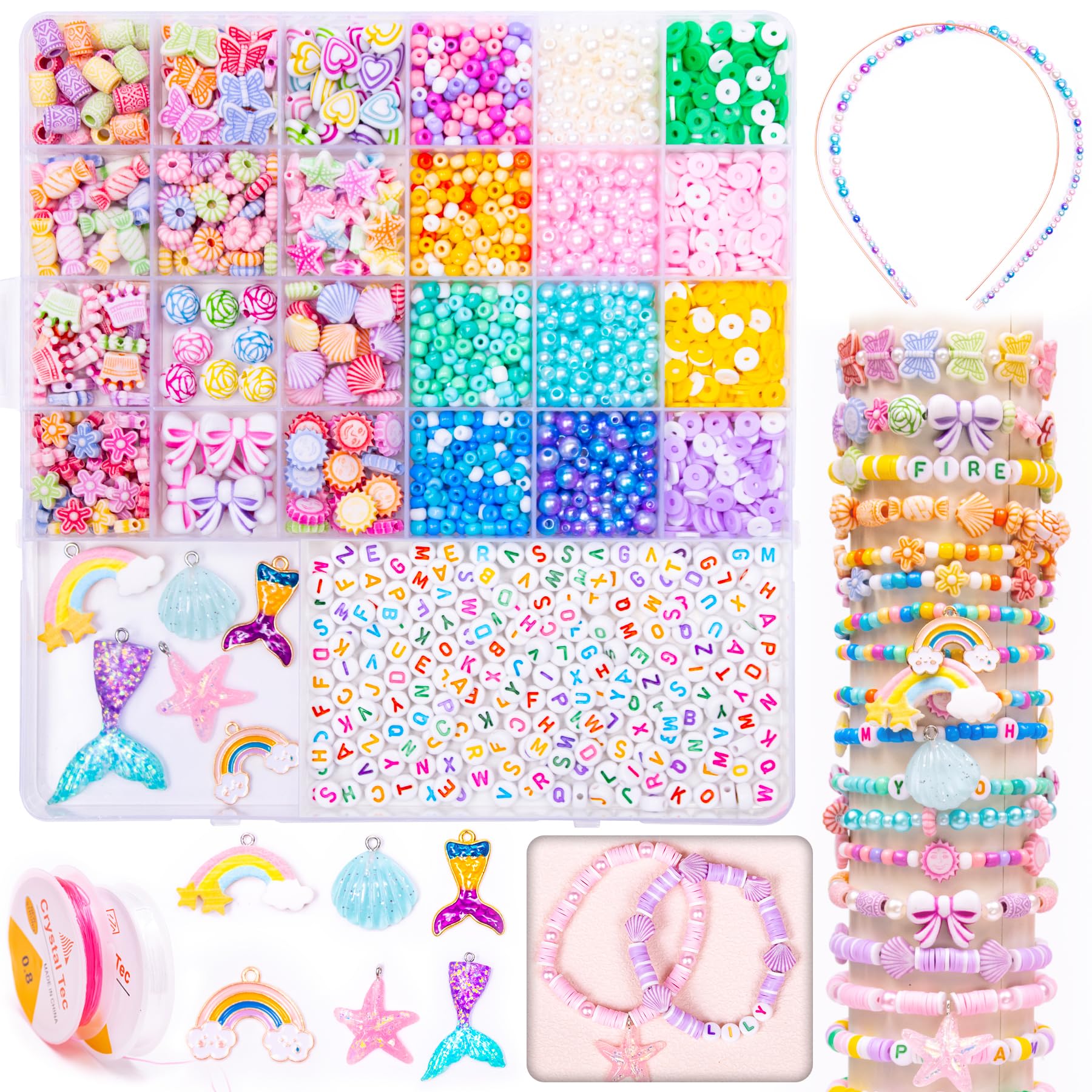 MiuCo Beads for Bracelets Making Kit for Girls Gifts, Art and Crafts for Jewelry Making Kits for Beading Birthday, Party to Friendship Gift