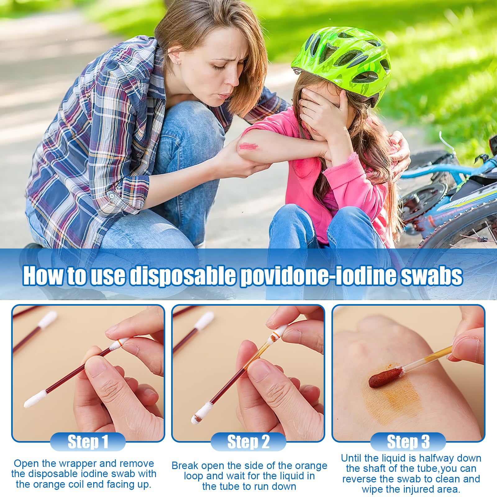 Iodine Swabs, 200 Pcs Disposable Iodine Swabs, Iodine Swabs Individually Wrapped for Nose Care, Disinfection Wound, Outdoor Medical Supplies
