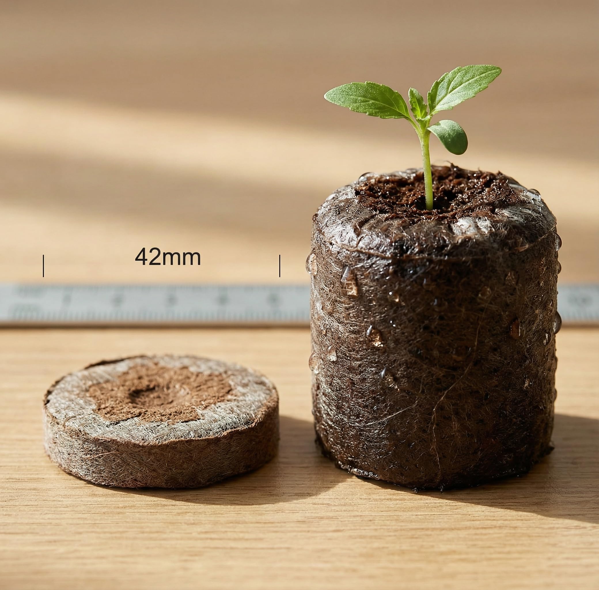 J PLUS T 42mm Peat Pellets - Authentic Jiffy-7 Source Seed Starter Plugs - Compressed Canadian Sphagnum Peat Moss Soil for Germination - Larger Size for Vegetables, Flowers & Herbs (50 Count)