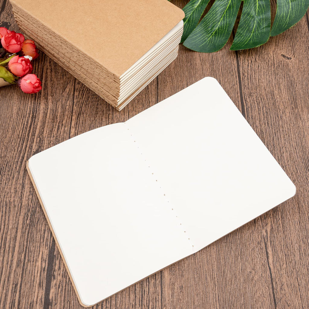 48 Pack Small Blank Kraft Notebooks,Unlined Mini Journal Notebook 4” x 5.7” Blank Notepads Kraft Pocket Notebooks Bulk for Travelers, Students and Doodlers,48 Pages