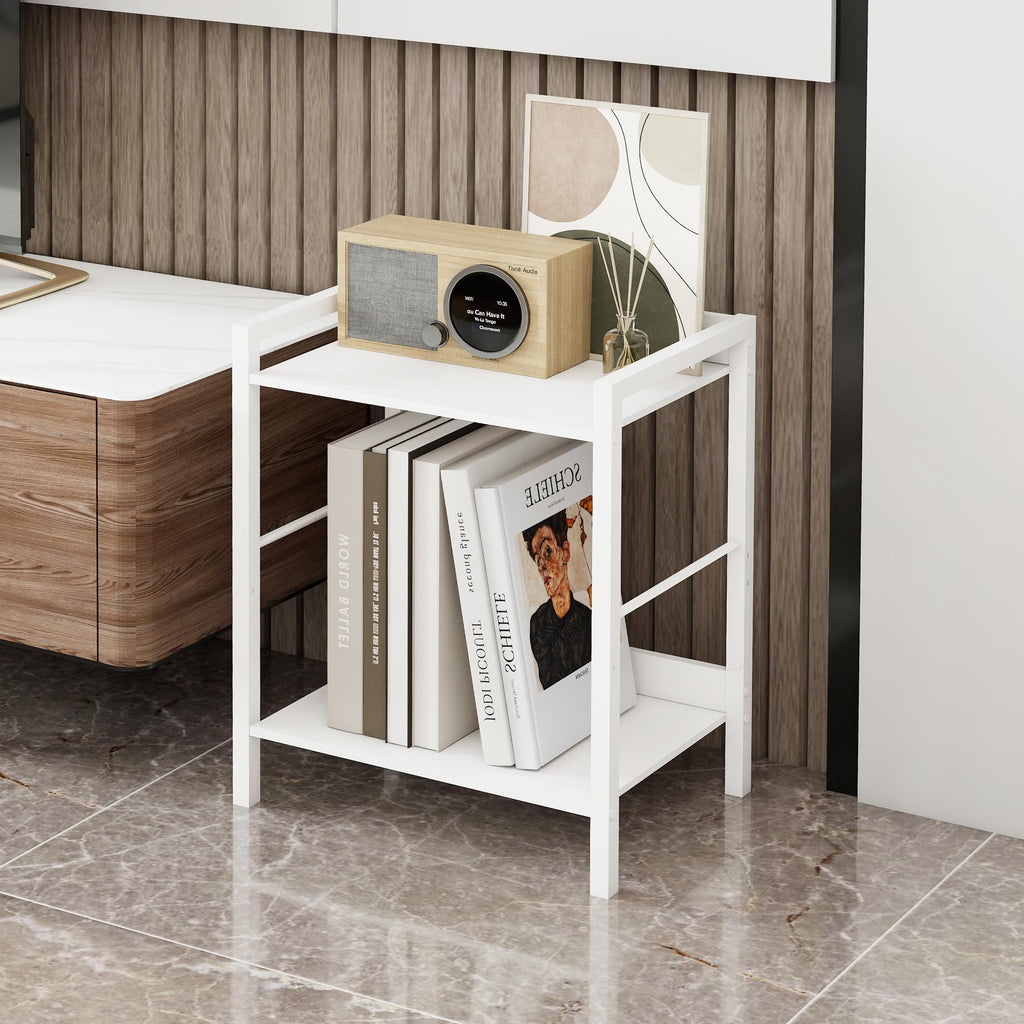 Side Table, Small End Table 17 inch, Narrow Nightstand Bedside Table for Bedroom, Sofa Entryway Table for Livingroom, Outdoor Coffee Table, White