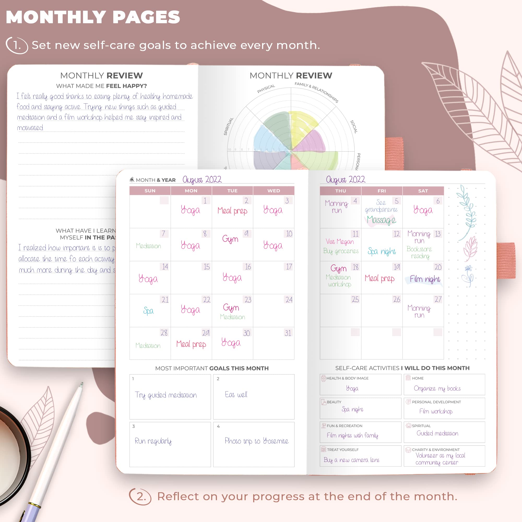 Clever Fox Self-Care Journal – Daily Reflection Notebook – Mental Health & Personal Development Planner, Meditation & Mood Log, Pocket (Rose Gold)