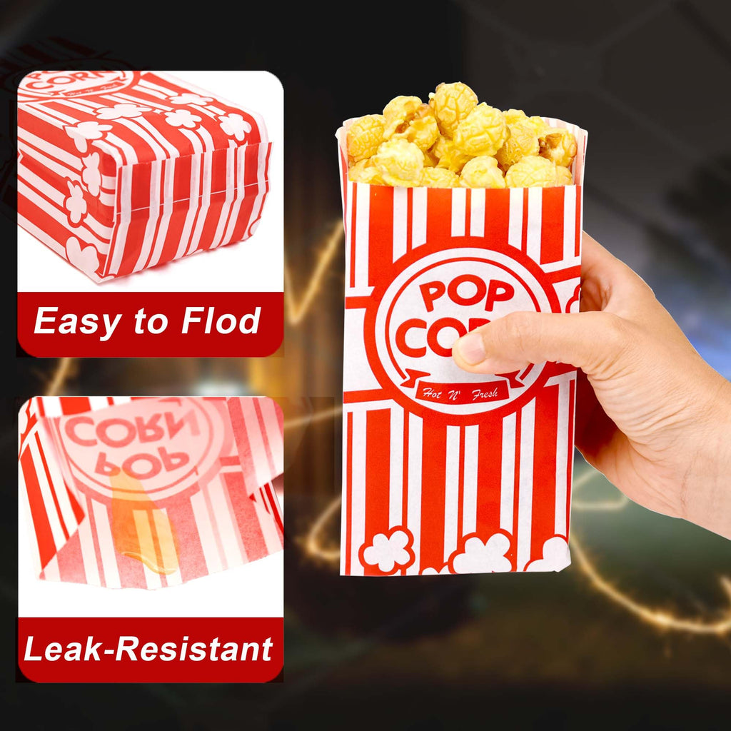 Homrelaxy 300Pcs Paper Popcorn Bags, 1 oz Popcorn Bags Individual Servings, Bulk Pop Corn Sleeves for Pop Corn Machine, Movie Night, Cinema, Carnival, Party, Concessions (300)