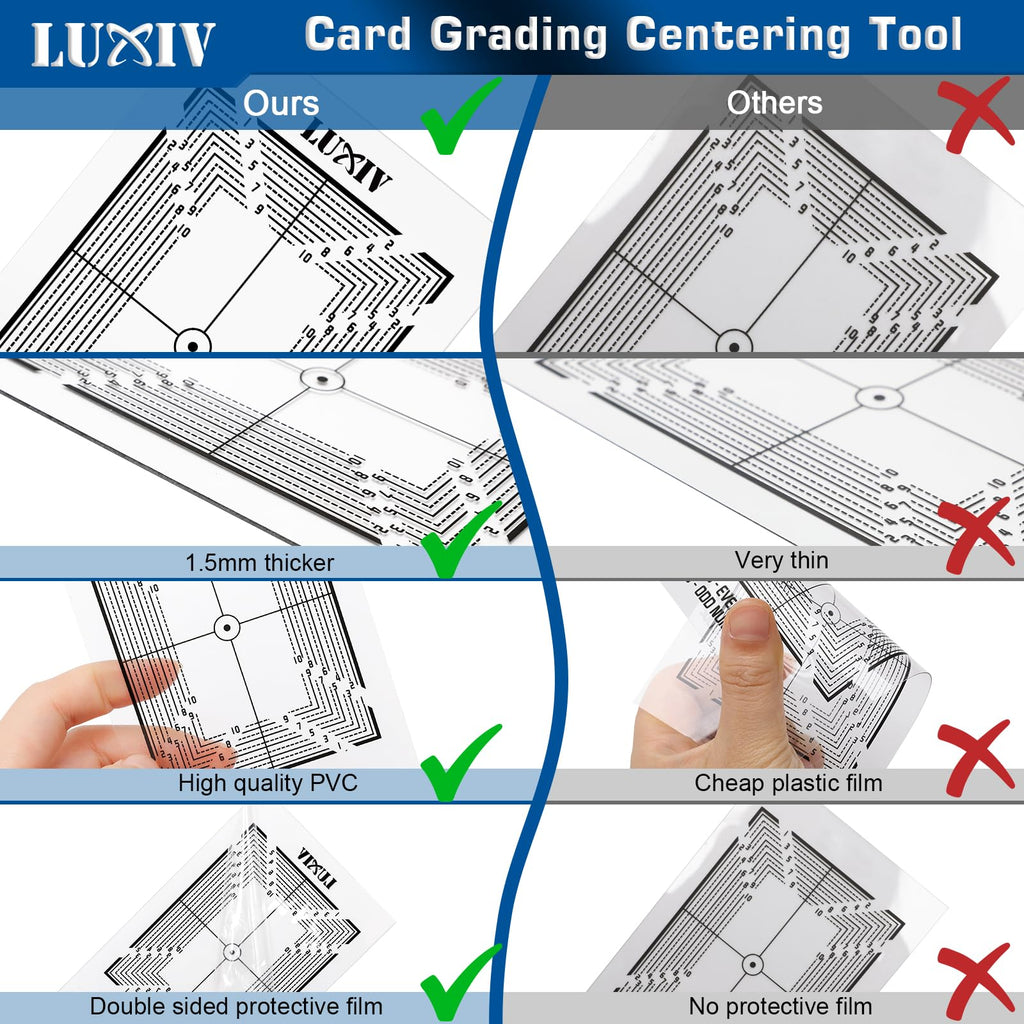 Luxiv Card Grading Centering Tool Kit, Card Center Tool with 30X Magnifying Implement, 2 Pcs Clean Cloth, Right Angle