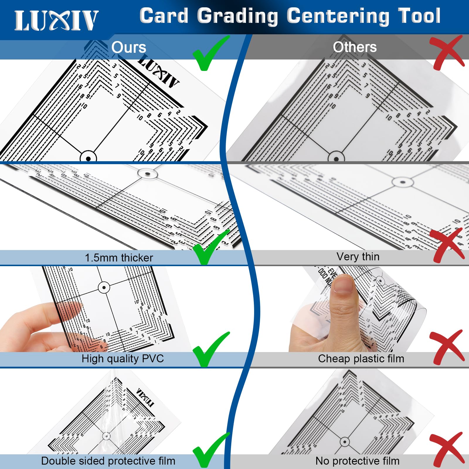 Luxiv Card Grading Centering Tool Kit, Card Center Tool with 30X Magnifying Implement, 2 Pcs Clean Cloth, Right Angle