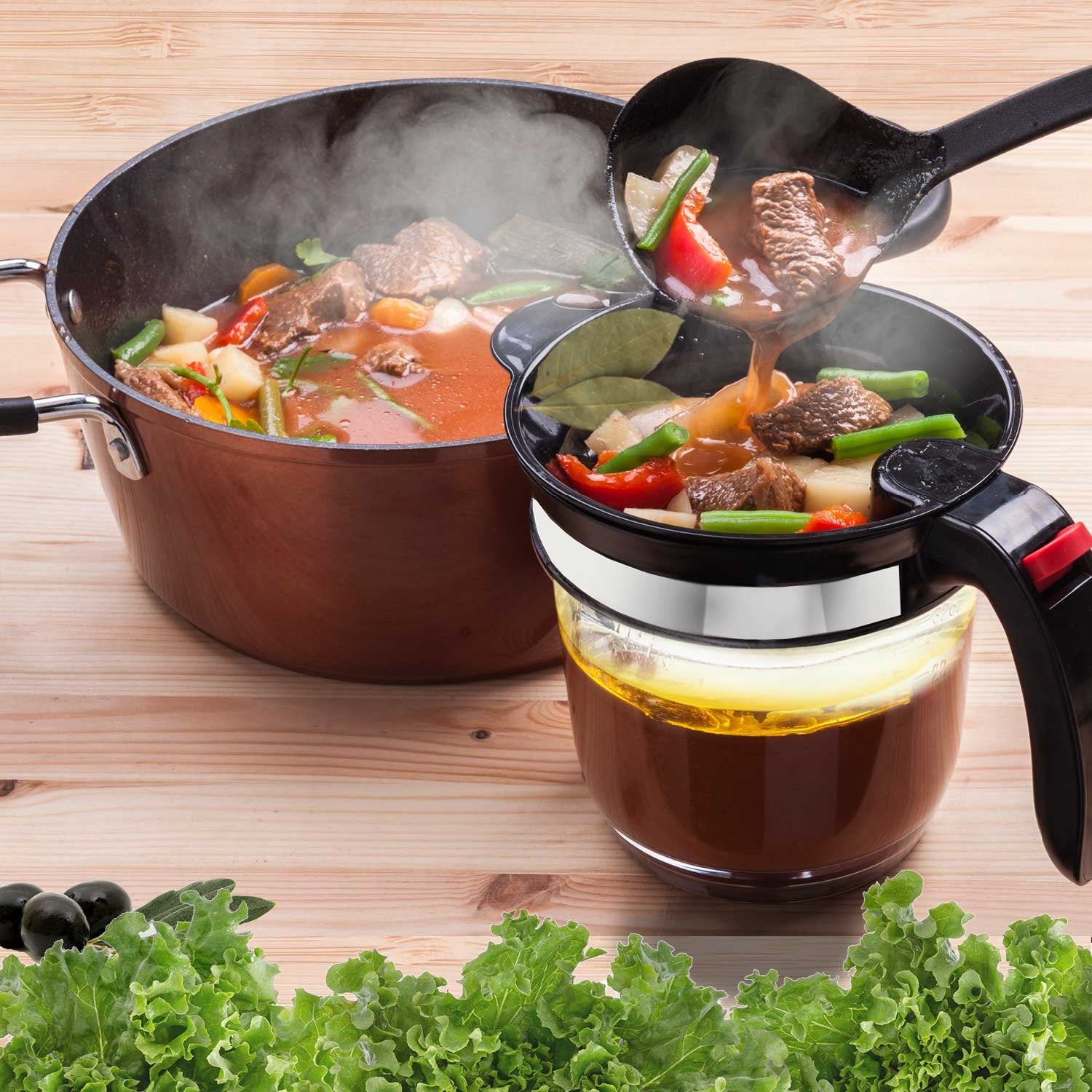 Fat Separator With Bottom Release - 4 Cup Gravy & Fat Separator with Strainer