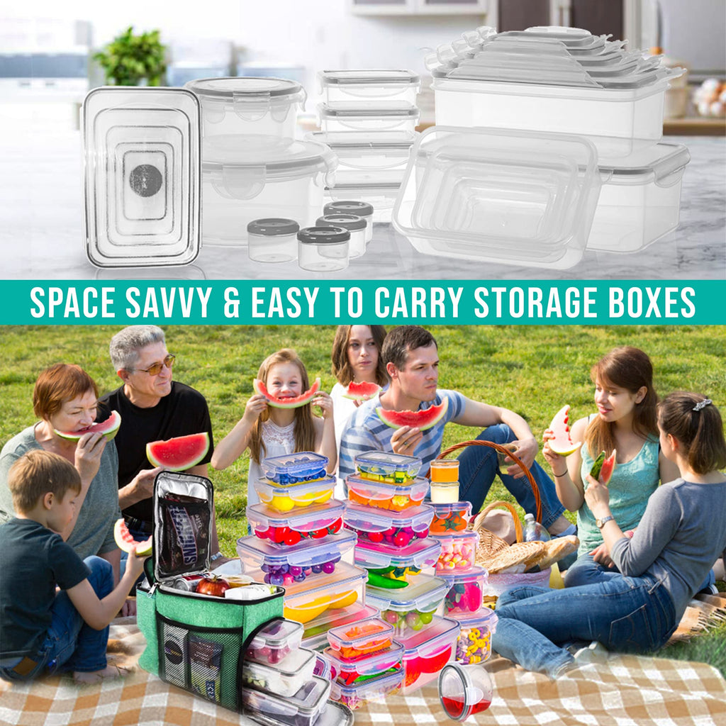 RockBerry 50 Pcs Large Food Storage Containers with Lids Airtight-85 OZ to Small Containers-Total 526 Oz BPA Free Plastic Stackable Containers For Pantry kitchen Organization, Microwave Safe
