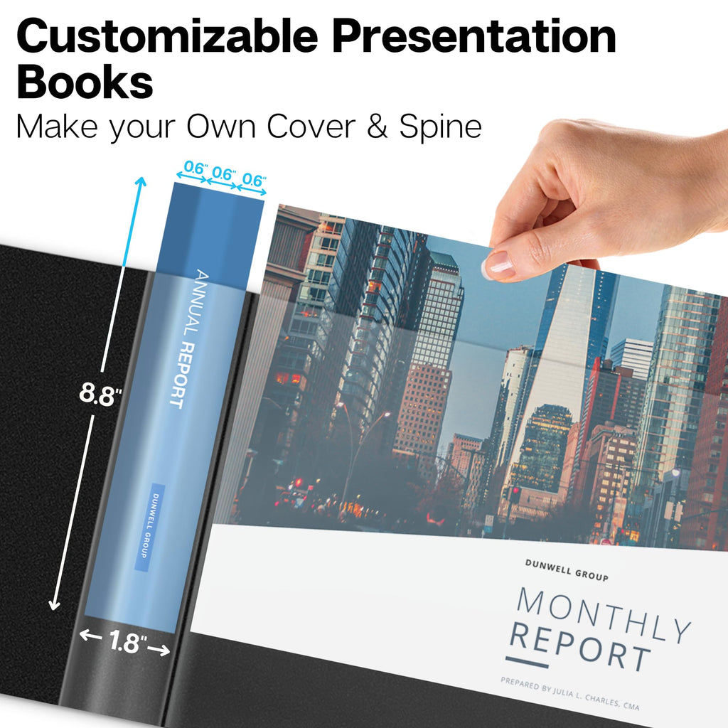 Dunwell Landscape Binder with Sleeves - (8.5x11, Black), 24-Pocket Horizontal Presentation Book, 24 Clear Sleeves Display 48 Pages, 8.5 x 11 Letter Size Paper, Sheet Protector Portfolio Folder
