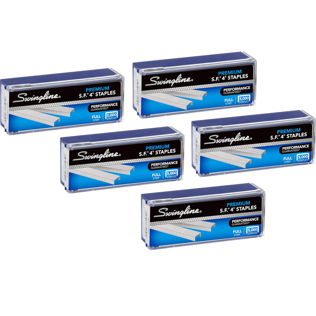 Swingline Staples, 5 Pack, S.F. 4, Premium, 1/4" Length, 210/Strip, 5000/Box (35481)