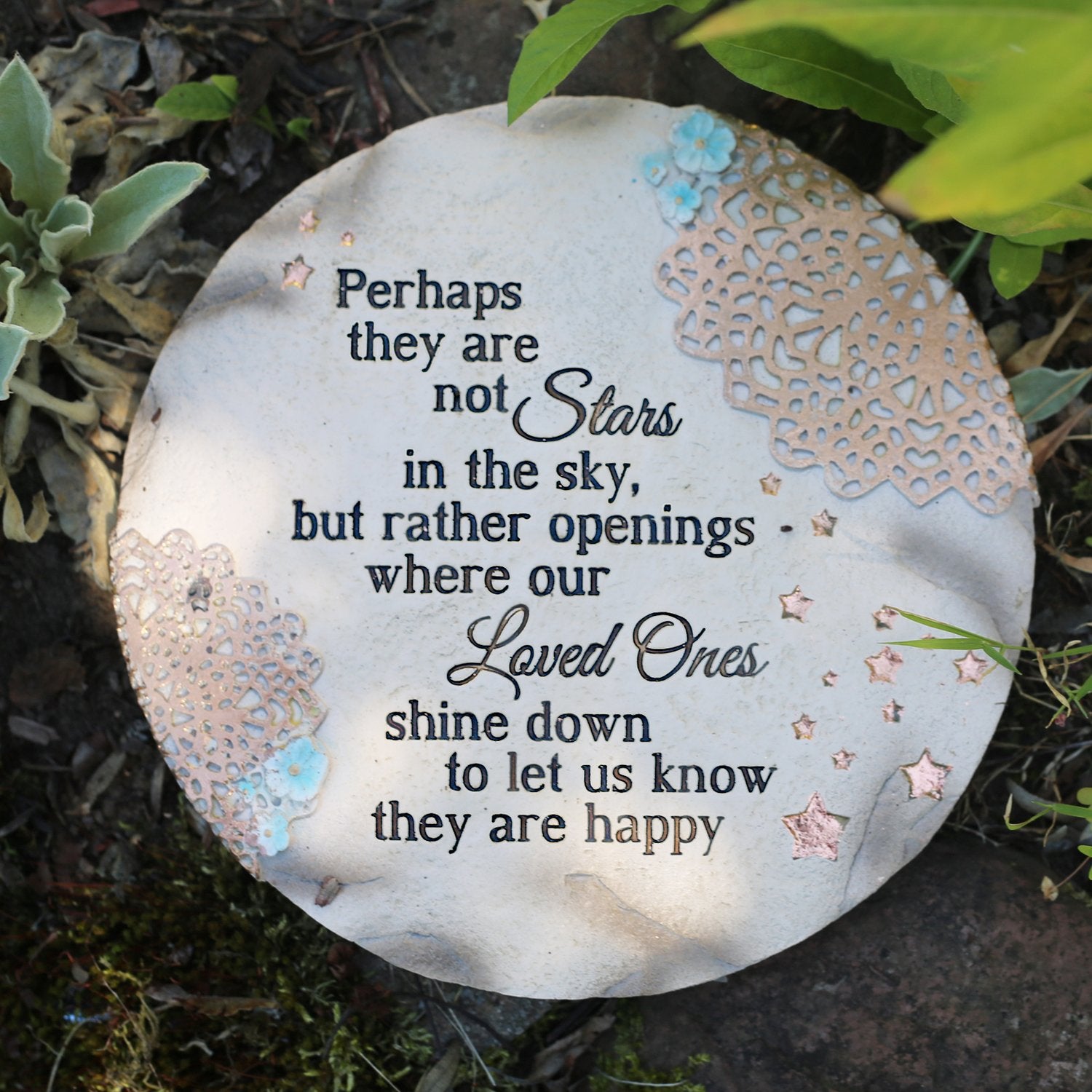 Light Your Way 19058 Memorial Garden Stone, 10", Stars in The Sky