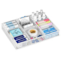 SUBEKYU Mesh Drawer Organizer Tray with 8 Adjustable Compartments, Desk Drawer Organizer for Office and Home, Stationery Storage Pen Holder Tool Tray - White
