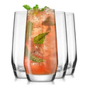 JoyJolt Gwen Highball Glasses Set of 4 Tall Drinking Glasses. 18oz Cocktail Glass Set. Lead-Free Crystal Glassware. Bourbon or Whiskey Glass Cup, Bar, Iced Tea, Water, Mojito and Tom Collins Glasses