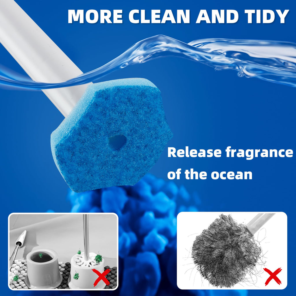 Disposable Toilet Brush with 24 Refills & Holder - Effortless Toilet Bowl Cleaner, Deep Cleaning Kit for Fresh and Tidy Bathroom Maintenance
