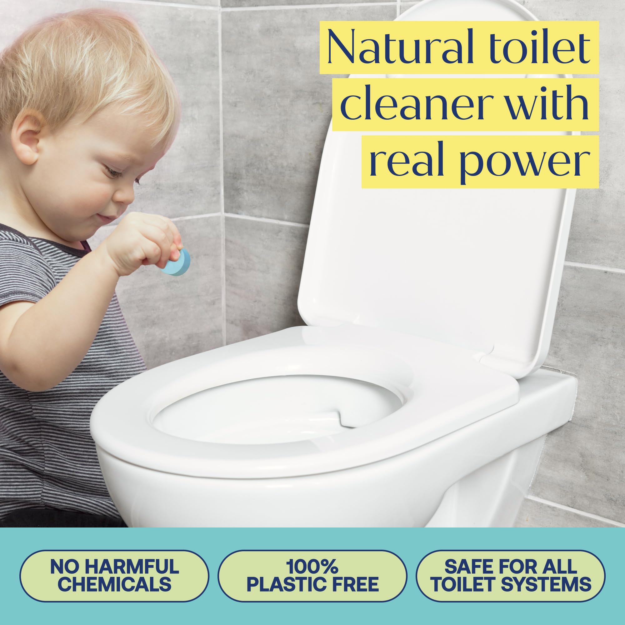 FabTab Toilet Bowl Cleaning Tablets, Lemon & Eucalyptus Scent, 12 Count