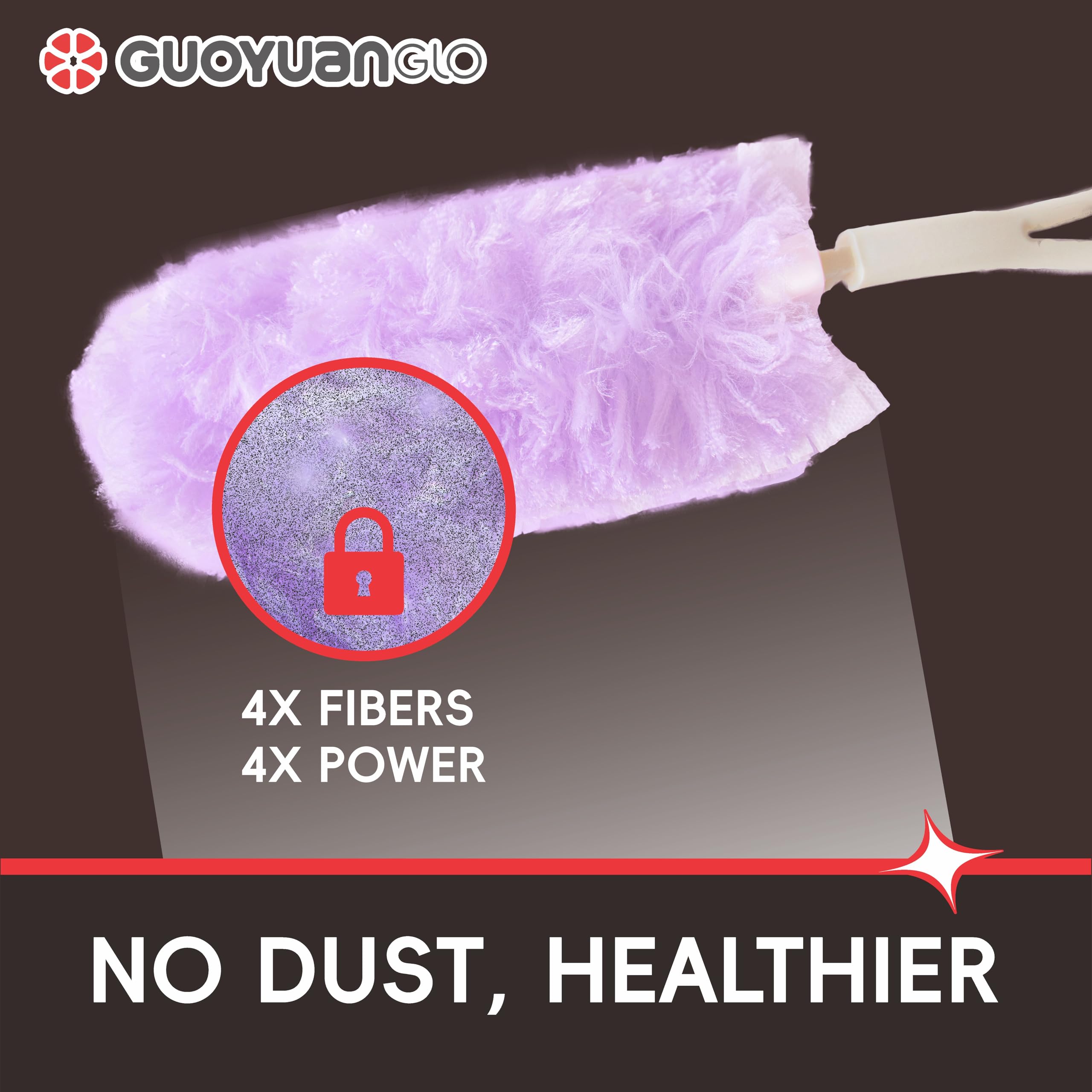GUOYUANGLO Disposable Dusters Refills 360 Degree Heavy Duty Dusters Refills Purple Disposable Duster Heads for Blinds Ceiling Fans Furniture Multi-Surface Dusting-20 Counts with Short Handle