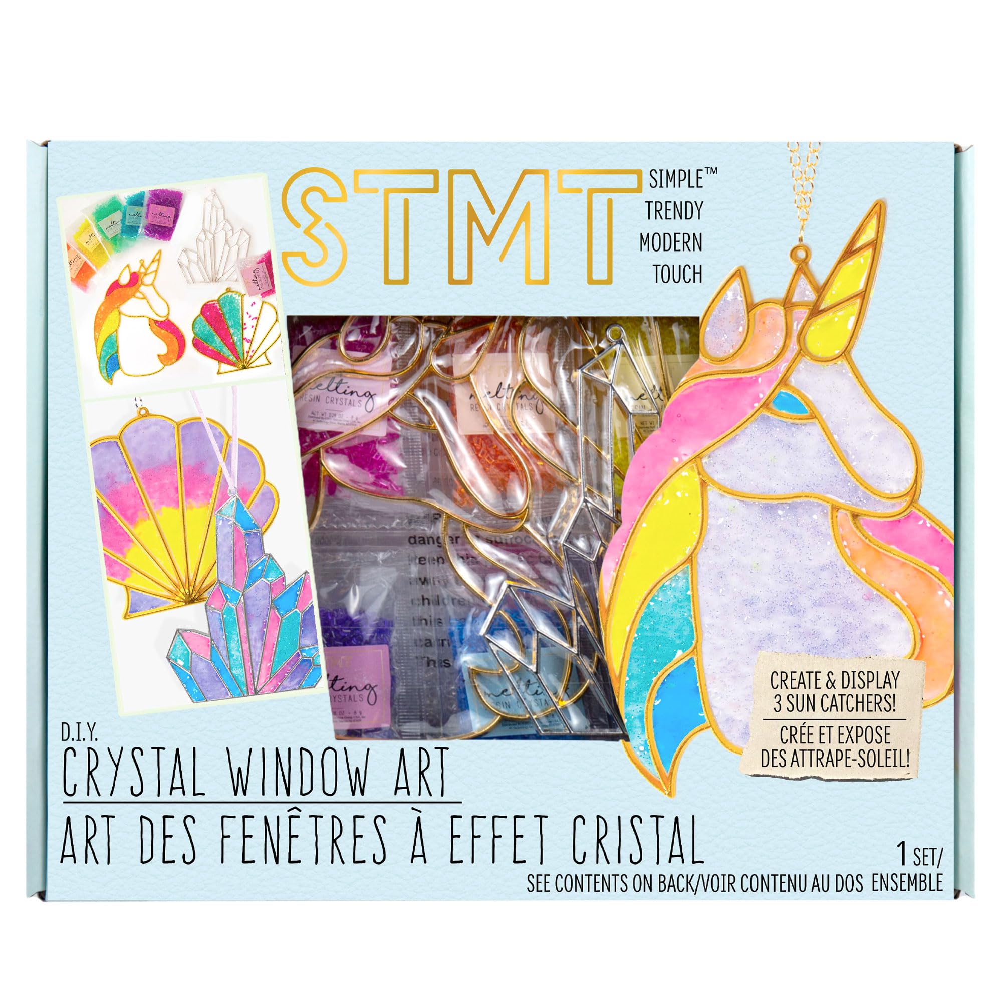 STMT DIY. Crystal Window Art, Create & Display 3 Metal Suncatchers, Chains & Cording Included, Mosaic Window Art, Suncatcher Kit for Teens