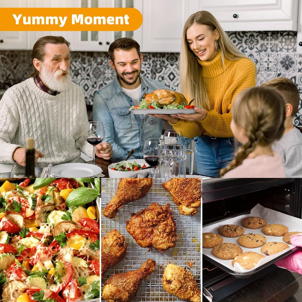 Air Fryer Basket, Large Size 15.6“ x 11.6“ Air Fryer Tray with 30 PCS Parchment Paper for Oven, YEPATER Stainless Steel Air Fryer Pan with Crisper Tray for Baking Fries,Bacon,Chicken