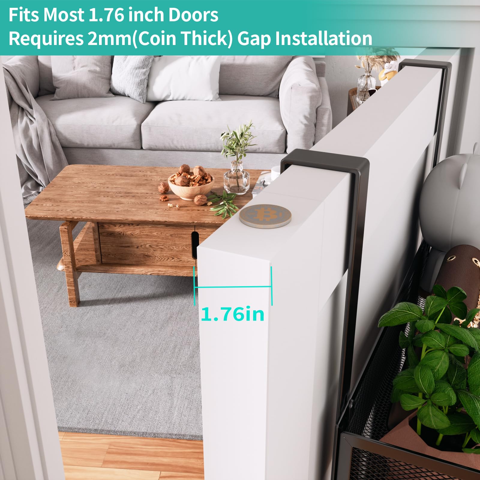 HapiRm Over The Door Organizer - Over The Door Hooks Hanger with 9 Coat Hooks +2 Mesh Baskets Storage Rack for Clothes Bag, No Drilling (for 1.76in Doors)