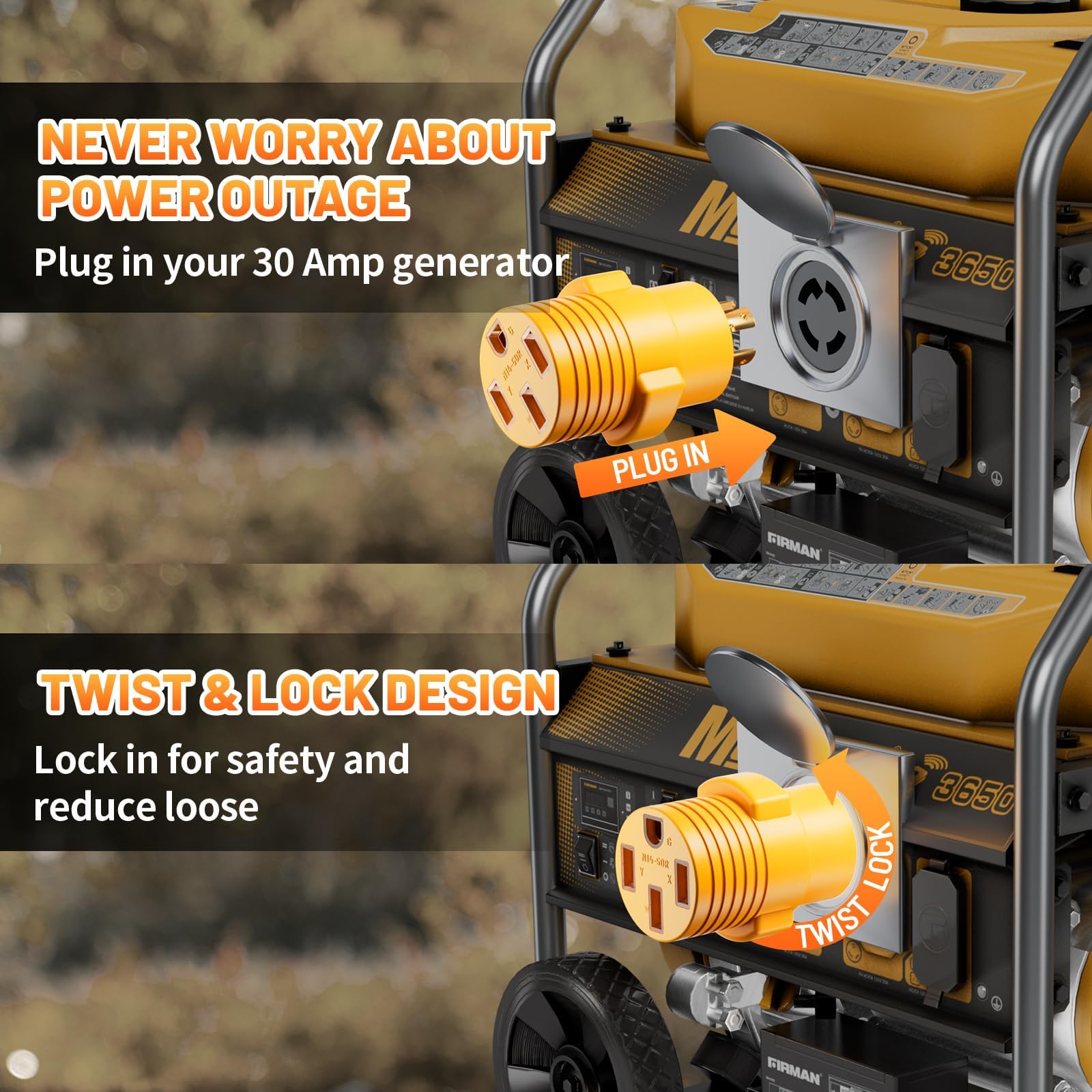 MECMO NEMA L14-30P to 14-50R RV Generator Adapter, 30 Amp to 50 Amp Twist Locking Generator 4 Prong Male Plug to 4 Prong RV Female, Heavy Duty for RV Trailer Camper Generator EV Tesla Level 2 Charging