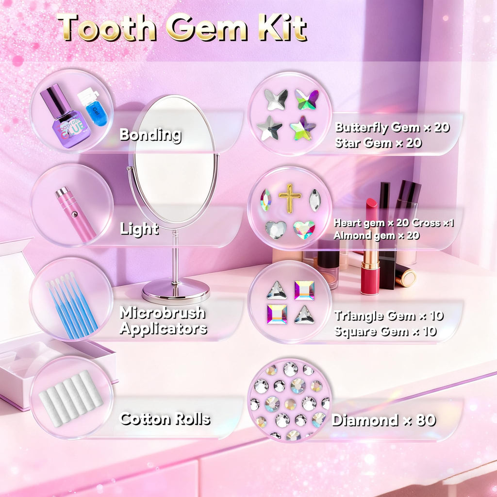 DIY Tooth Gem Kit - 200 Sparkling Crystals, Teeth Jewelry Starter kit, DIY Crystals Diamond Tooth Gems Kit for Teeth （200 PCS）