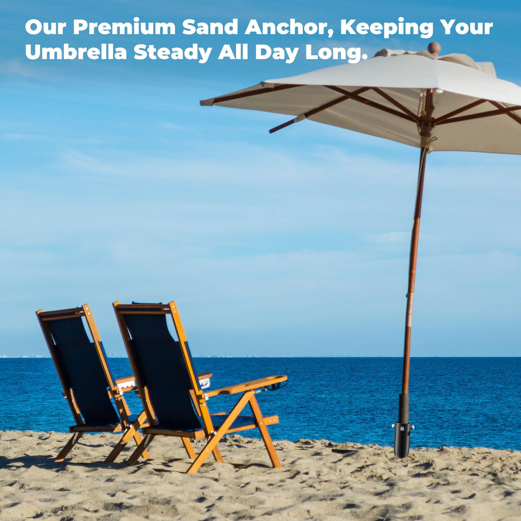 Lcokeiy Beach Umbrella Sand Anchor - Heavy Duty Outdoor Umbrella Holder No Dig Ground Umbrella Base - Sturdy and Reliable 2.3" Inner Diameter, Black (1 Pack)