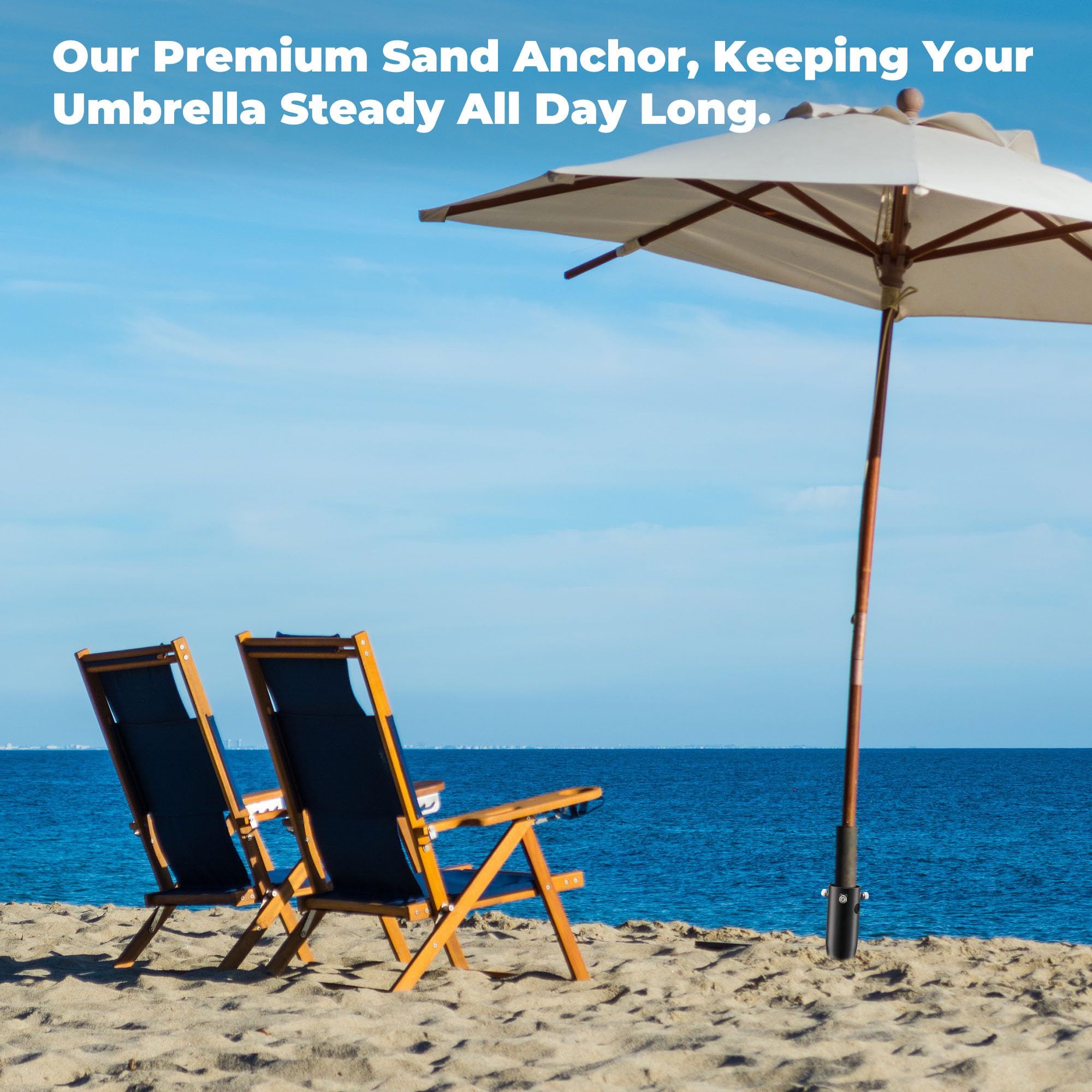 Lcokeiy Beach Umbrella Sand Anchor - Heavy Duty Outdoor Umbrella Holder No Dig Ground Umbrella Base - Sturdy and Reliable 2.3" Inner Diameter, Black (1 Pack)