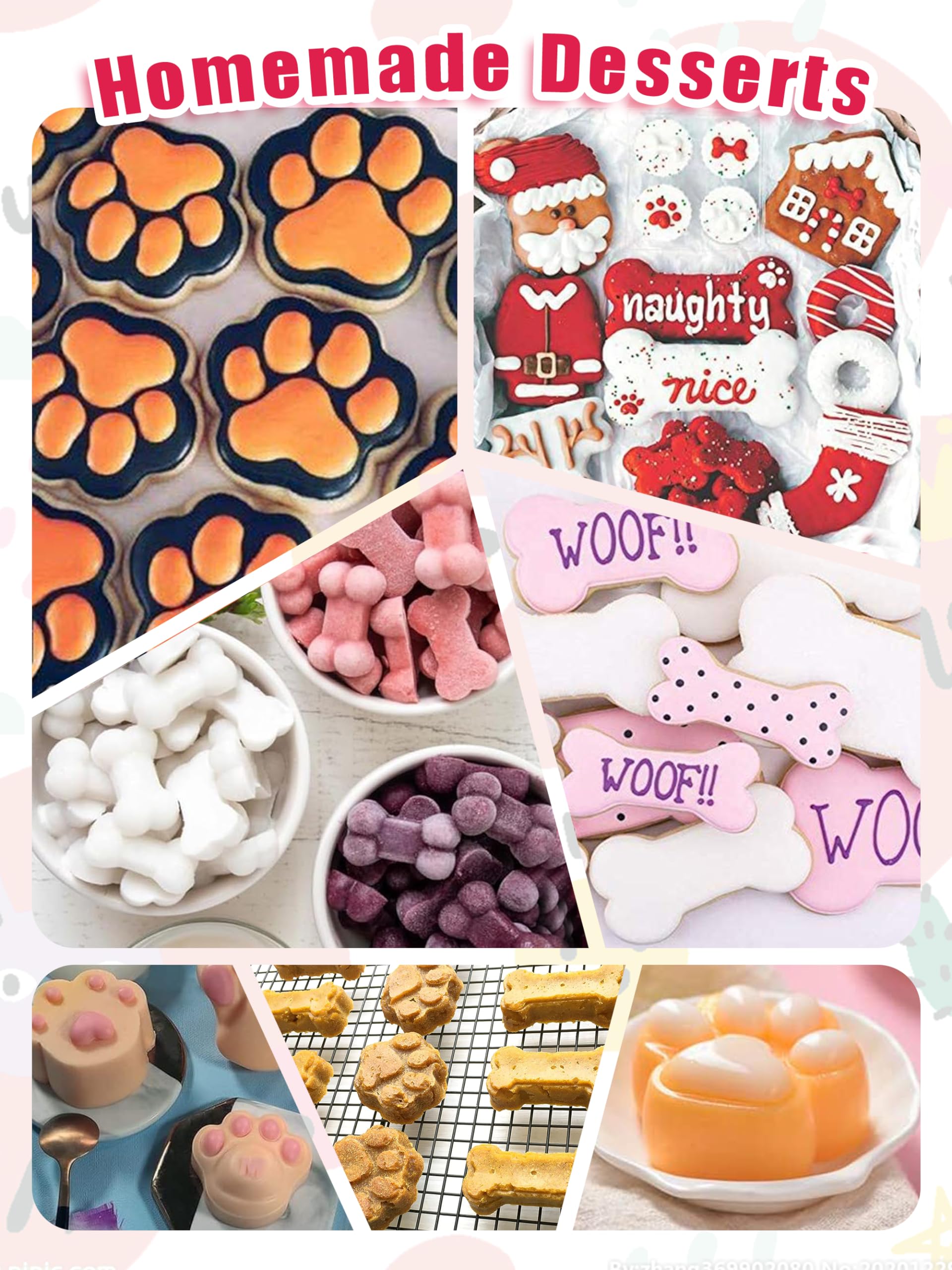 RUGVOMWM Homemade Silicone Dog Treat Molds - Dog Treat Cookie Cutters - Dog Treat CRecipes, Food Grade Silicone Molds for Candy and Dog Ice Cubs - Set of 15, Purple